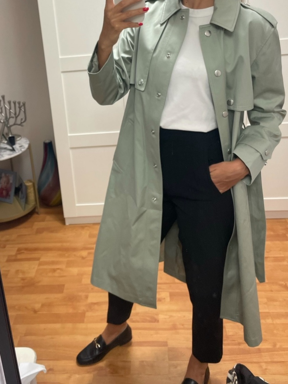 Coach Light Sage Trench Coat